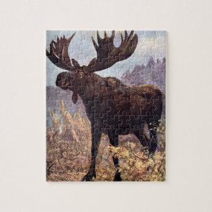 Puzzle Animal sauvage vintage, orignal ou wapiti par CE S