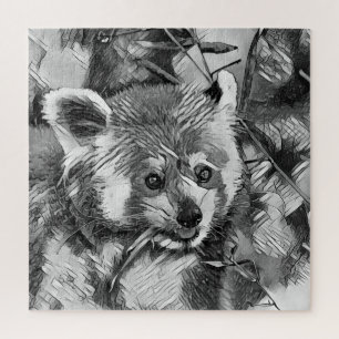 Puzzle AnimalArtBW_RedPanda_003