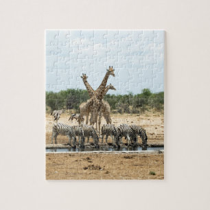 Puzzle Animaux à un trou d'eau