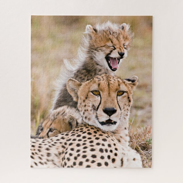 Puzzle Animaux de bébés cutest | Cheetah Cat & Cub (Vertical)