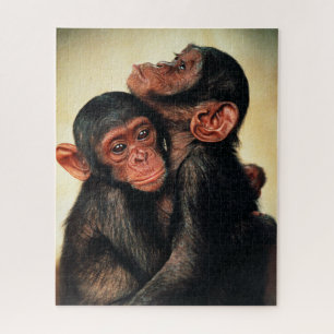 Puzzle Animaux de bébés cutest Hug de chimpanzé