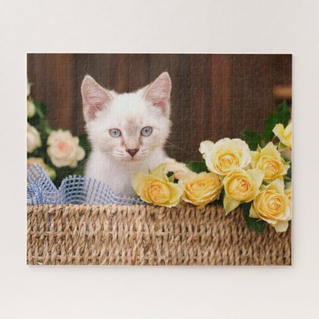 Puzzle Animaux de bébés cutest | Roses chats et jaunes (Horizontal)