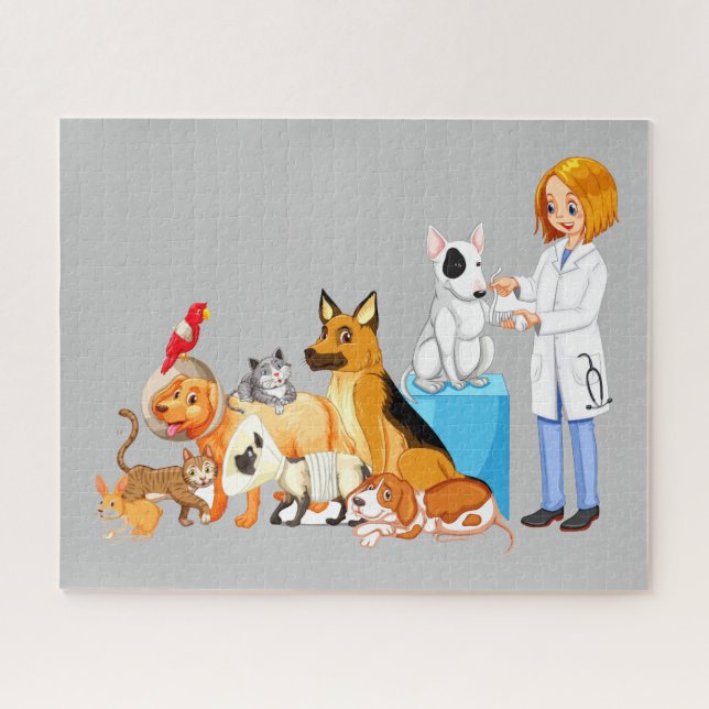 Puzzle Animaux de compagnie avec vétérinaire (Horizontal)