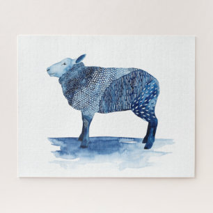 Puzzle Animaux de ferme de bleu de cobalt - moutons