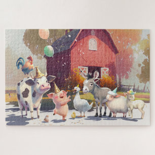 Puzzle Animaux de la ferme Âne de la grange Oie Vache Coc