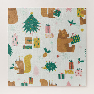 Puzzle Animaux de la forêt de Noël : Vibe Vintage