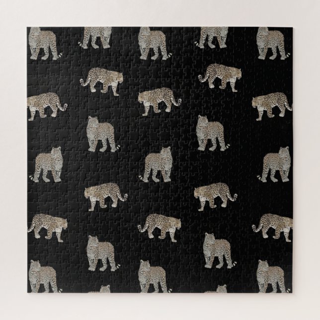 Puzzle Animaux de la jungle léopard doré noir moderne (Vertical)