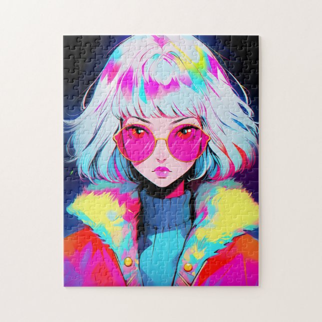 Puzzle Anime Girl Art moderne coloré (Vertical)