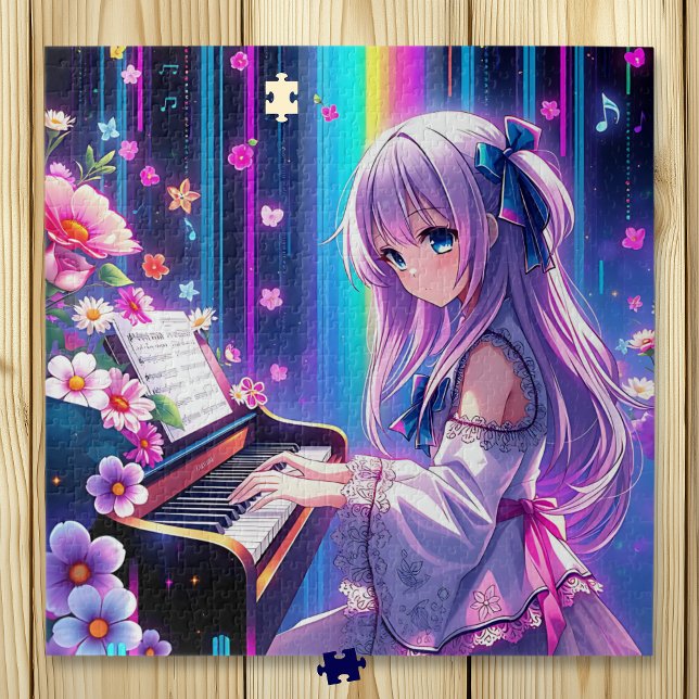 Puzzle Anime Girl Jouer Piano (Créateur téléchargé)