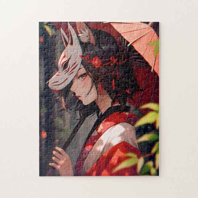 Puzzle Anime Kitsune Girl Cute Fox Imaginaire Art (Vertical)