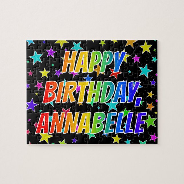 Puzzle "ANNABELLE" Prénom, Amusant "HEUREUX ANNIVERSAIRE" (Horizontal)