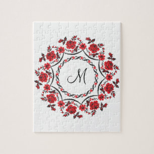 Puzzle Anneau rose Monogramme personnalisé initial