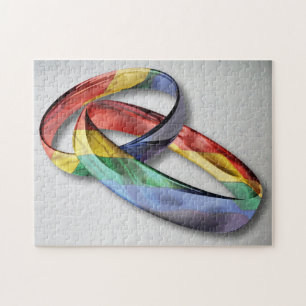 Puzzle Anneaux de mariage d'arc-en-ciel pour l'égalité de