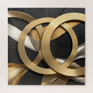 Puzzle Anneaux d'or Art Abstrait - Design moderne de luxe