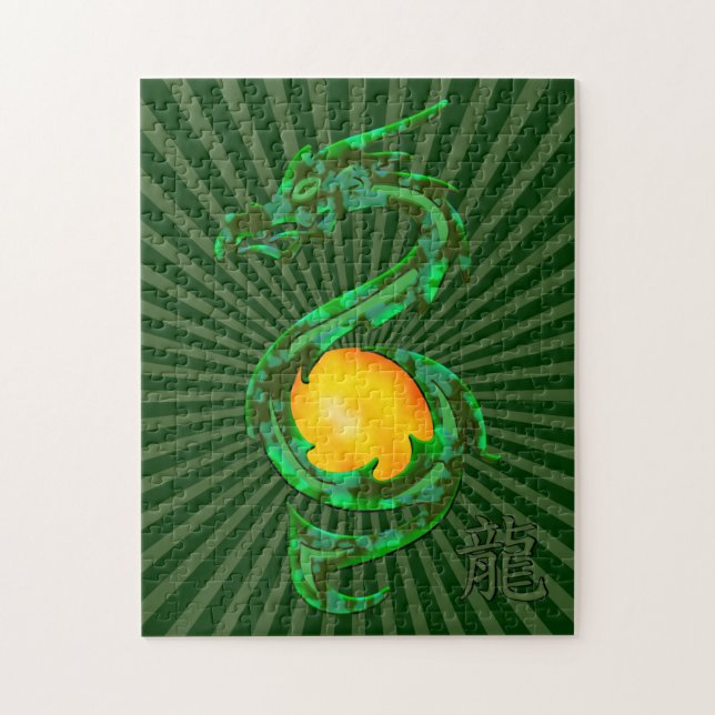 Puzzle Année chinoise du vert de jade de dragon (Vertical)