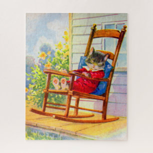 Puzzle Années 1930 adorable chaton napper sur rocker de p