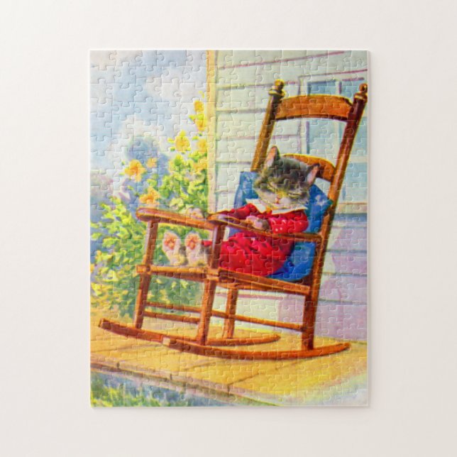 Puzzle Années 1930 adorable chaton napper sur rocker de p (Vertical)