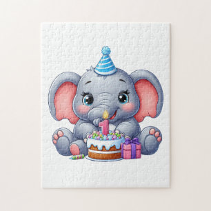 Puzzle Anniversaire 1 an Éléphant Bébé