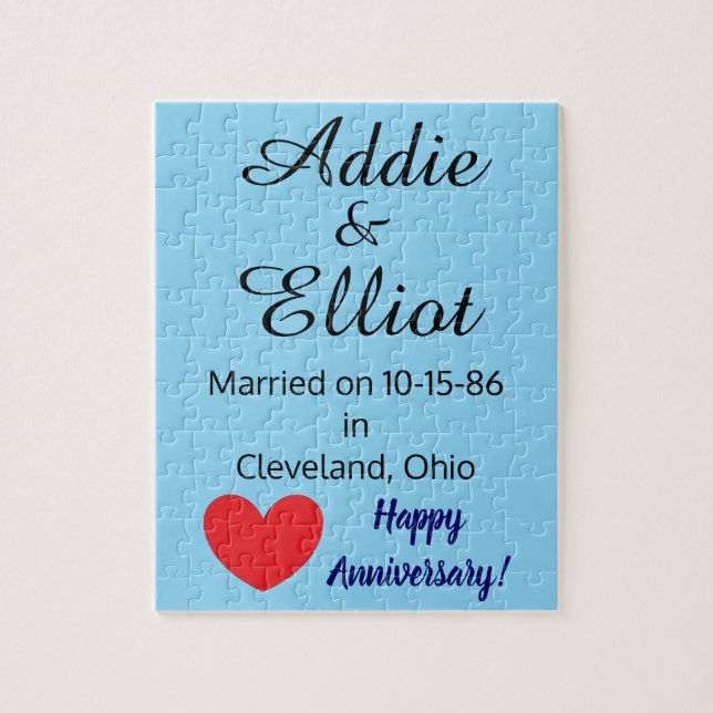 Puzzle Anniversaire Amusement & Coeur en Bleu : (Vertical)