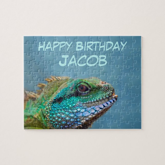 Puzzle Anniversaire coloré d'Iguana (Horizontal)