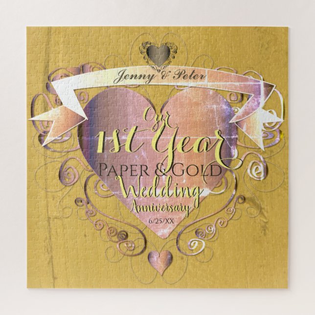 Puzzle "Anniversaire du Mariage d'or Paper&Faux de 1ère a (Vertical)