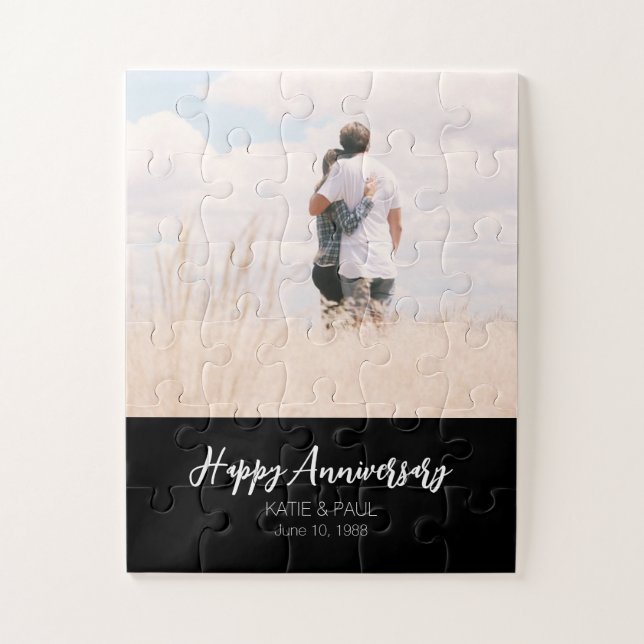 Puzzle Anniversaire personnalisé photo moderne mariage él (Vertical)
