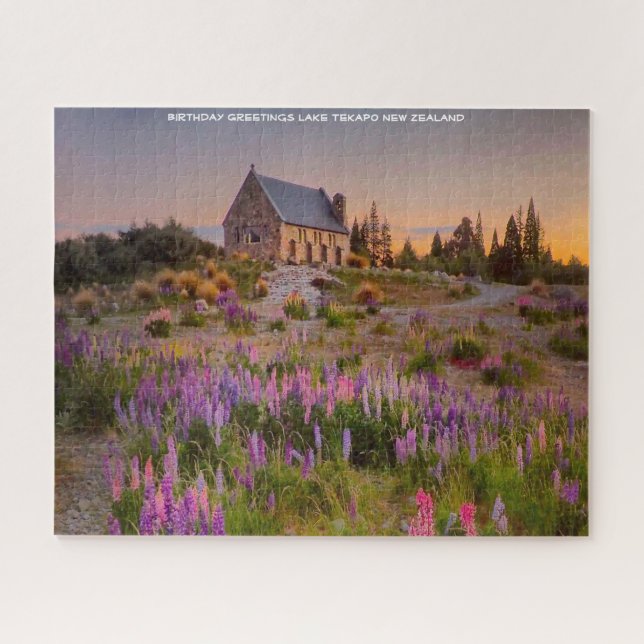 Puzzle Anniversaire Salutations Lac Tekapo Nouvelle-Zélan (Horizontal)
