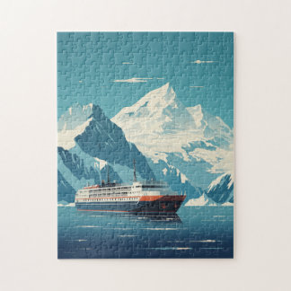 Puzzle Antarctique Iceberg et bateau Retro Travel Poster