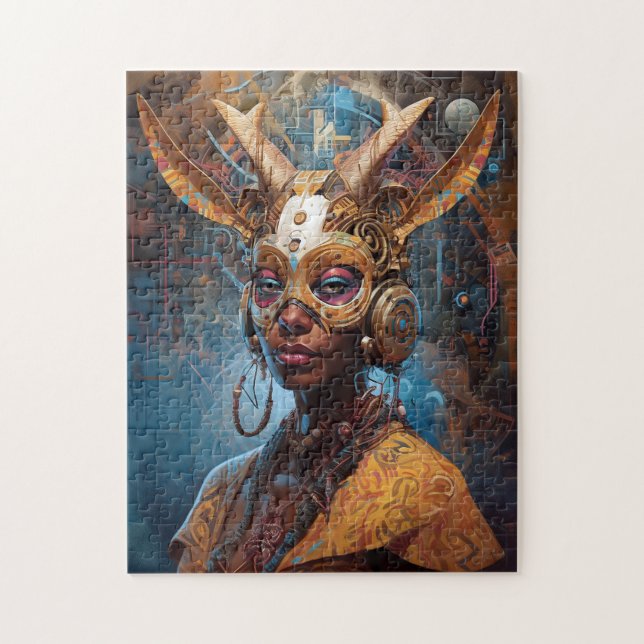 Puzzle Antelope Headdress Science Fiction Cyberpunk (Vertical)
