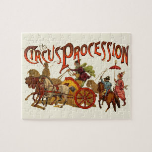 Puzzle Antique Cirque Parade Clowns Chevaux
