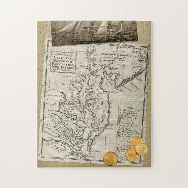 Puzzle antique de carte de Côte Est (Vertical)