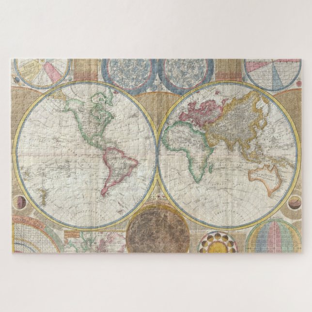 Puzzle Antique Vintage carte du monde (Horizontal)