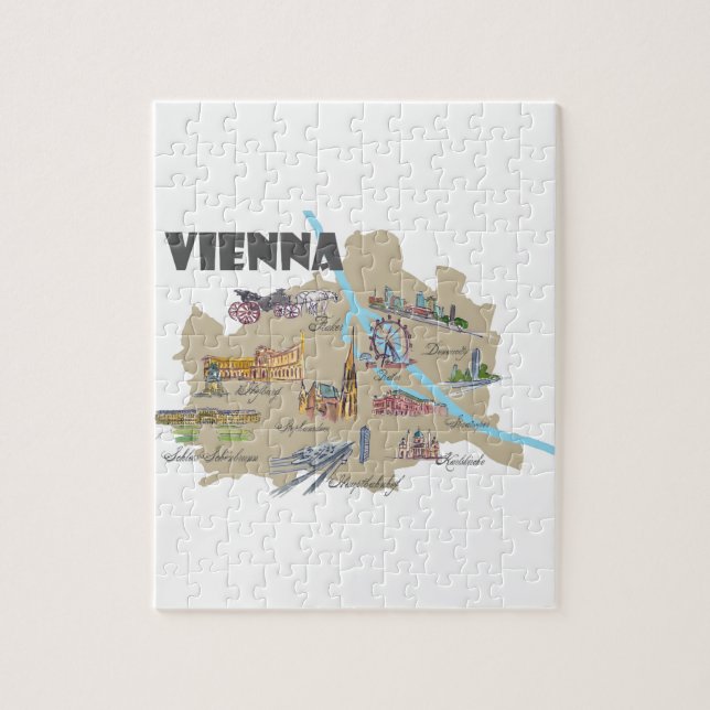 Puzzle Aperçu de carte de Vienne Autriche (Vertical)