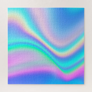 Puzzle Aqua Pink Iridescente Rainbow Ombre Wave