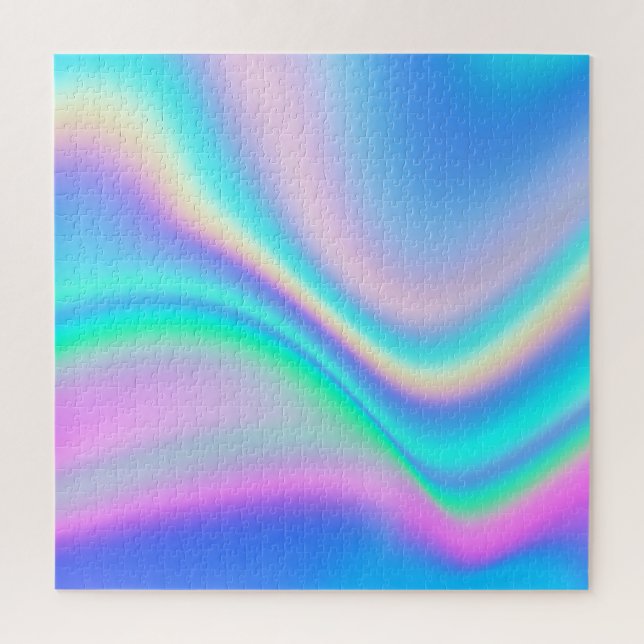 Puzzle Aqua Pink Iridescente Rainbow Ombre Wave (Vertical)