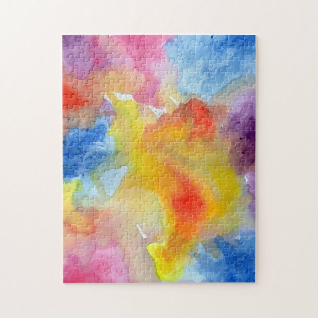 Puzzle Aquarelle Abstraite Couleurs vives lumineuses Pein (Vertical)