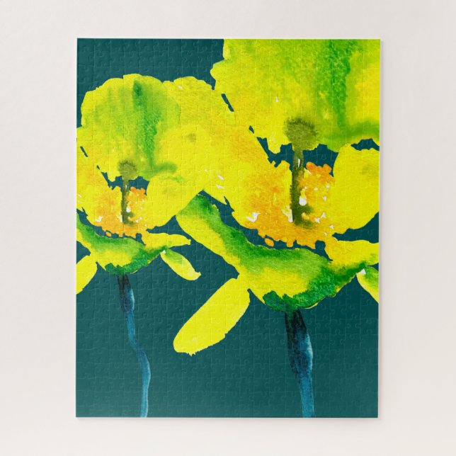 Puzzle Aquarelle abstraite jaune lâche floral (Vertical)