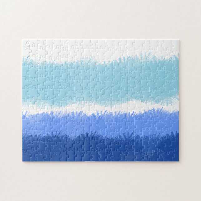 Puzzle Aquarelle Abstraite moderne tons bleus (Horizontal)