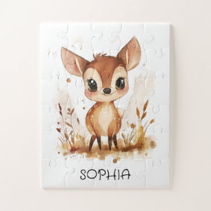 Puzzle Aquarelle Animal Personnalisé Cerf Enfants Anniver