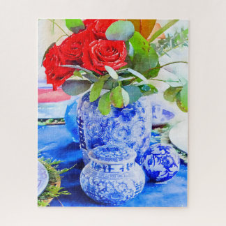 Puzzle Aquarelle bleu et blanc Chinoiserie Ginger Jar
