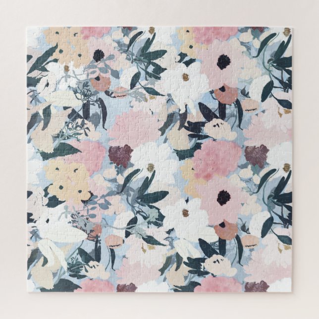 Puzzle Aquarelle Bleue Bleue Bleue Bleue Pink & Blanc (Vertical)