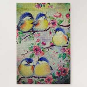 Puzzle Aquarelle - Bruants mignons - Oiseaux doux - Print