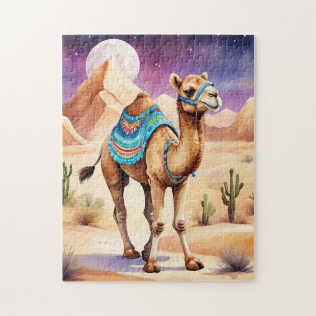 Puzzle Aquarelle Camel à la nuit magique (Vertical)