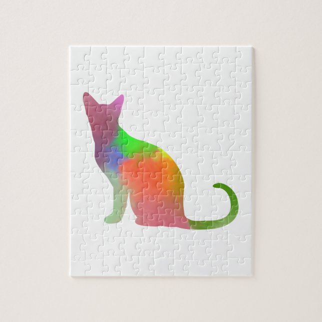 Puzzle Aquarelle Chat Silhouette (Vertical)