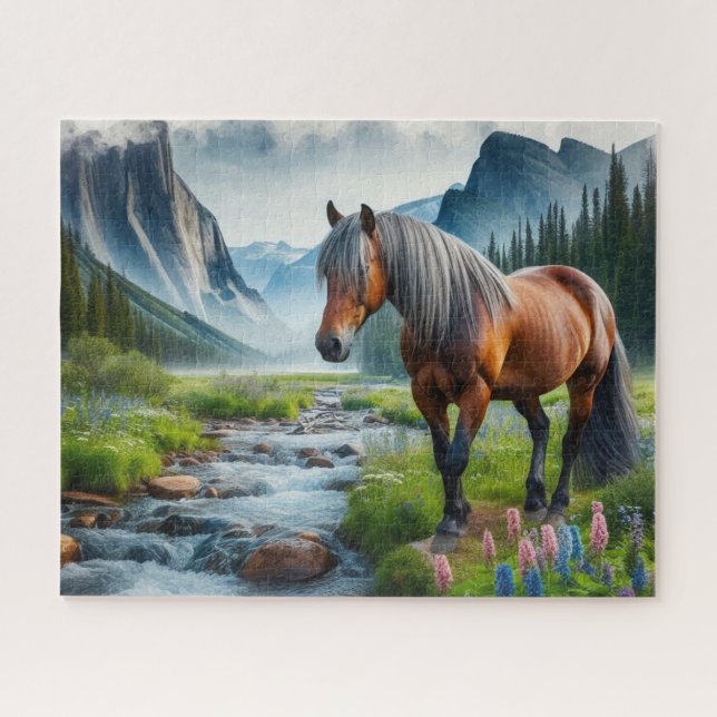 Puzzle Aquarelle Cheval Mustang (Horizontal)
