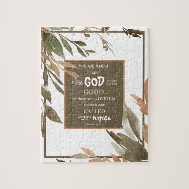 Puzzle Aquarelle Chute laisse Romains 8:28 Verse de la Bi (Vertical)