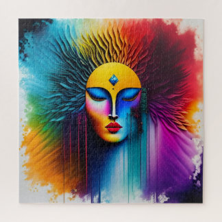 Puzzle Aquarelle colorée femme face Abstraite expressive