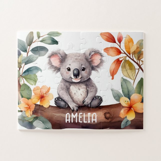 Puzzle Aquarelle Cute Koala Personnalisée (Horizontal)
