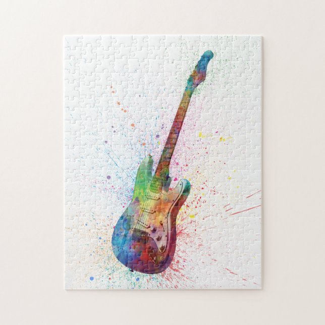 Puzzle Aquarelle d'abrégé sur guitare électrique (Vertical)