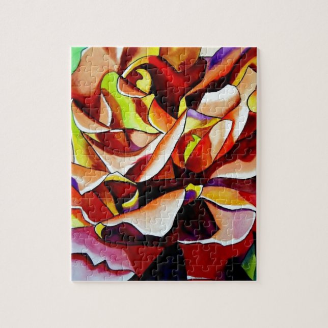 Puzzle Aquarelle d'art original de rose au coucher du sol (Vertical)